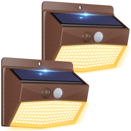 Peasur 2 Pack Solar Motion Sensor Lights Outdoor Waterproof with 3 Modes