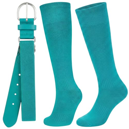 Image of Zhanmai Baseball Belt and Socks Combo, Adjustable Elastic Belt and Softball Socks, Multiple Sizes for Youth Boys Girls, Adult