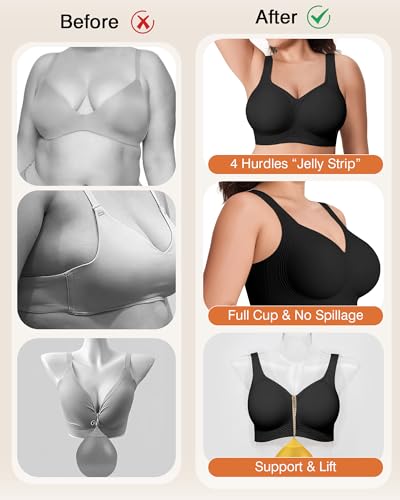 Image of Bras for Women Jelly Wireless Supportive Seamless Full Coverage Push Up No Underwire Comfort Plus Size for Older Women