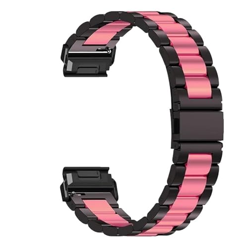 HUFHDN 22 26mmステンレススチールストラップ対応。Garmin Watch Fenix 8 7X 7 Solar 6x Pro/Fenix 6 Pro/Fenix 6 Sapphire/Forerunner 935に対応。(Black Pink