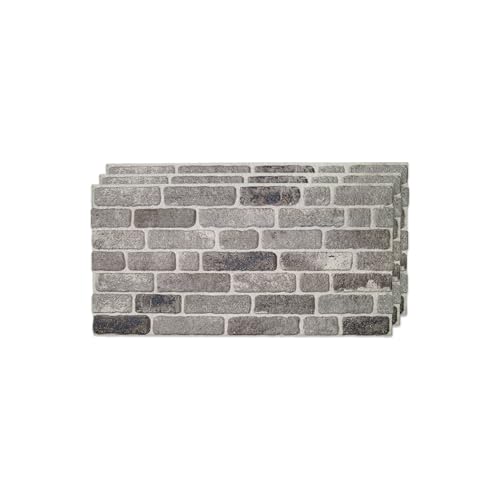 IZODEKOR 3D Wall Panels Brick Effect - Cladding, Stone Look, Styrofoam Facing for Living Room, Kitchen, Bathroom, Balcony, Bedroom, Back of Counter | Path of Gray (3 x Panels) - Covers 53 sq ft