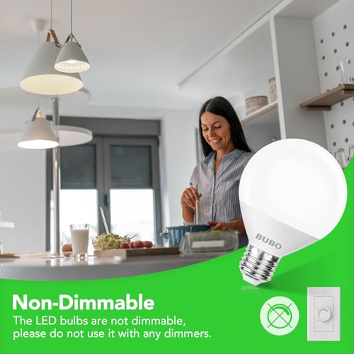 Image of BUBO Vanity Light Bulbs 60 Watt Equivalent, Bathroom Light Bulbs Cool White 4000K, G25 Globe Round Light Bulb 800 Lumens, E26 Medium Base, 7W, Non-Dimmable, 6 Pack
