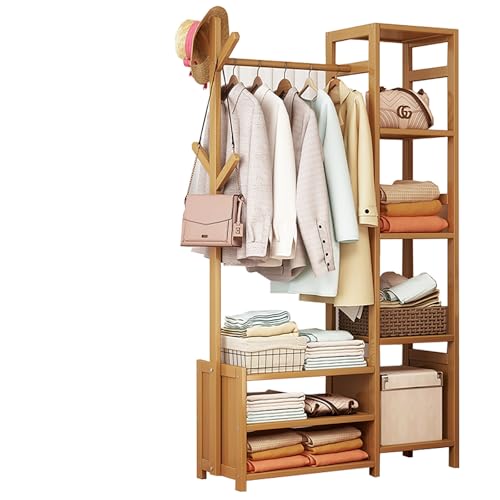 FRRBIG ハンガーラック 洋服ラック 玄関ベンチ シューズラック ズボンラック ワードローブ 衣類ラック 木製 コート掛け コートラック 洋服ハンガー コートハンガー 衣類収納 玄関 収納ラック 多機能収納棚 物干しラック 洋服掛け パイプハンガー 衣