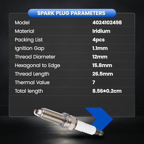 Image of 4024102498 Iridium Spark Plugs 6 Pack - Compatible with Jeep Wrangler 2012-2017, 3.6L V6 Engine - Replaces 4024102498 Spark Plug