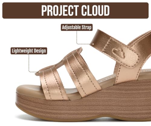 Image of Project Cloud Girls Sandals with Adjustable Buckle Wedge Sandals 2026