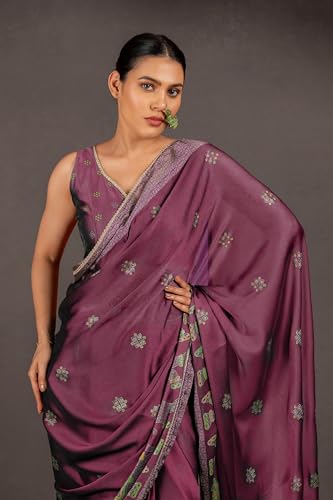 Image of MIRCHI FASHION Saree for Woman Chiffon Foil Work Floral Printed | Ethnic Sari for Function and Farewell with Unstitched Blouse Piece (Available in 15 Colors)