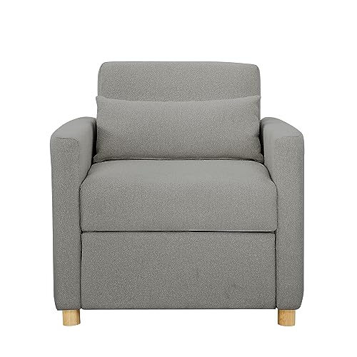 Serta® Corwin 36\" Convertible Accent Chair, Dreamcoil® Comfort, FingerGuard® Pinch Point Protection, Polyester Boucle Fabric, Gray - Thumbnail 3