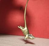 LANGXIANGART Brass Figures Decor,Vintage Brass Long Tail Zodiac Mouse Statue Desktop Ornaments Cute