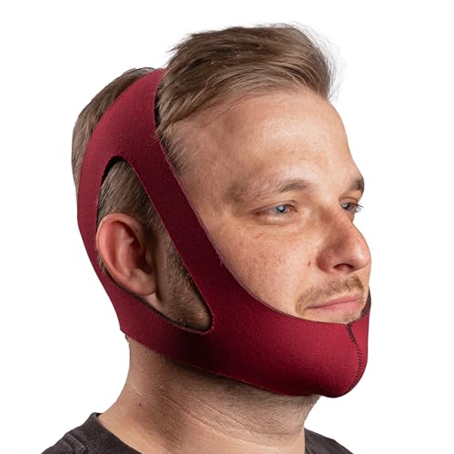 Image of LIFESOURCE - Made in USA Quality - Anti Snore Chin Strap for CPAP Users, Hook Free Non-Adjustable Design, Ruby Chin Strap for Snoring, Breathable & Comfortable, Latex-Free, Sizes S /M /L for Men & Women