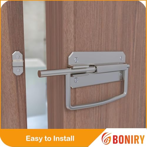 Image of Boniry Door Latch Lock, Kadi /Kundis with Grab Handles - Solid Metal Door Stopper for Bathroom, Home, Office - Easy Install, Smooth Sliding, Heavy Duty Latch (2, Matt)