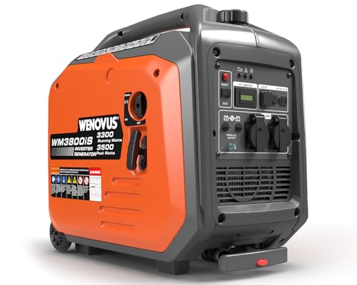 Wenovus Inverter Stromerzeuger 3500W Tragbarer Benzin Stromgenerator Superleise 4 Takt mit 230V Steckdose und USB Notstromaggregat für Backup Bei Stromausfällen für Camping Wohnwagen Wohnmobil Garage