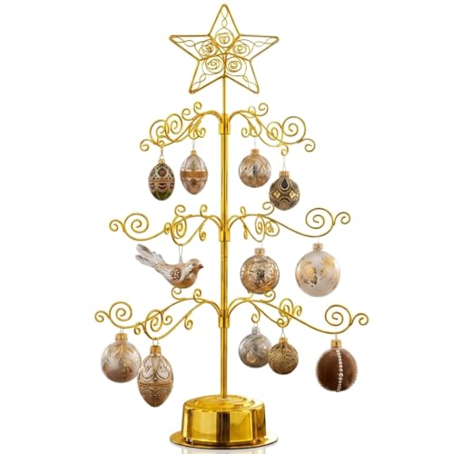 HOHIYA 24&rdquo; Rotating Ornament Display Tree Stand 36 Hooks Metal Tabletop Display Rack for Christmas...