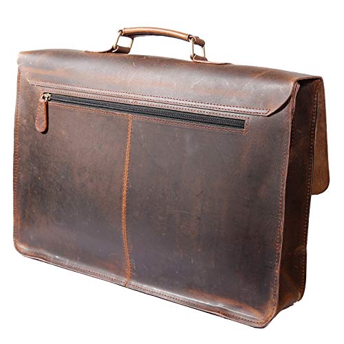 Vintage Handmade Leather Messenger Bag Laptop Briefcase Computer Satchel Bag for Men (18 Inches) - Thumbnail 2