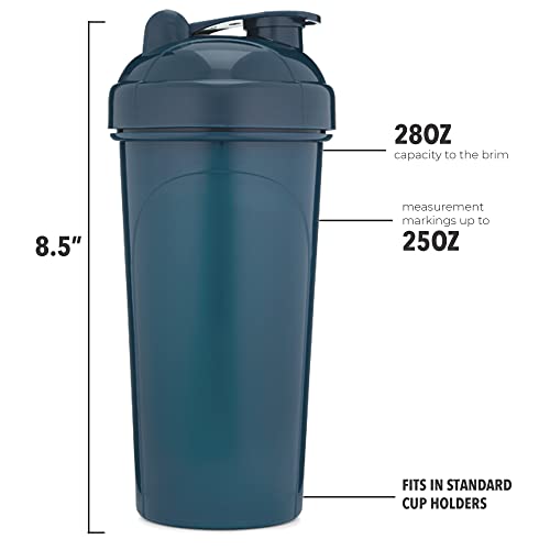[4 Pack] 28 Oz Shaker Bottle | Protein Shaker Bottle 4-Pack With Mixing Agitators | Shaker Bottle For Protein Mixes Pack Is Bpa Free And Dishwasher Safe (Black, Blue, Gray, & Green) #TOP2