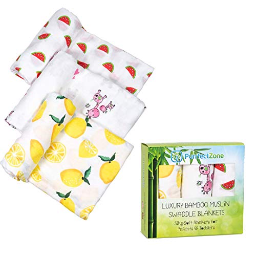 Purrfectzone Baby Swaddle Blanket Unisex Swaddle Wrap Soft Silky Bamboo Muslin Swaddle Blankets