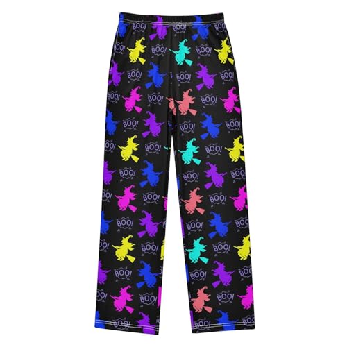 ZZXXB Witch Colorful Print Boys Long Pants Soft Trousers Elastic Waist Kids Lounge Bottoms with Pockets S-XL