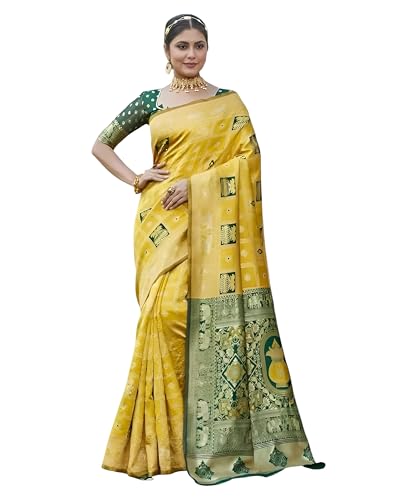 Image of Yashika Women's Banarasi Kanjivaram Silk Woven Saree | Animal Printed Patola Silk Saree for Women