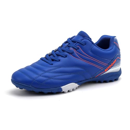 BETOOSEN Men's Soccer Shoes Football Non-Slip Spikes Futsal Training Turf Soccer Cleats (7.5, Blue)