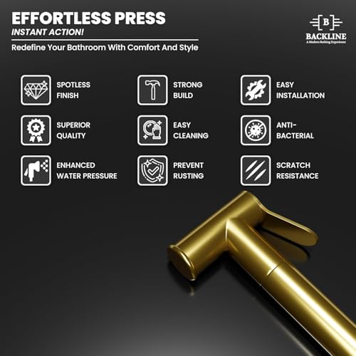 Image of B Backline Brass Jet Spray for Toilet | Health Faucet | Health Faucet with Stand & Flexible Hose Pipe | Health Faucet Set for Bathroom (Gold)