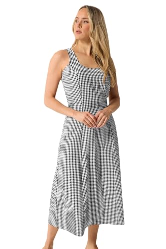 Image of Long Tall Sally - LTS Tall Gingham Cotton Midi Dress - Women's Black