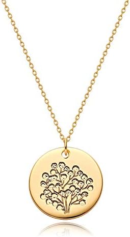 MYEARS Women Birth Flower Necklace Gold Coin Engraved Disc 12 Mon...