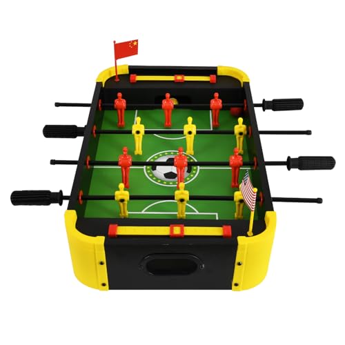 Image of Leosportz Foosball Table for Kids and Adults - Football Table Top Games | Mini Football Soccer Game | Indoor Games and Great Gift for Boys | 2 Handles and 6 Players Game (Black-Yellow, Medium)