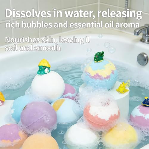 Bulle de bain effervescente colorée avec animaux mignons cachés