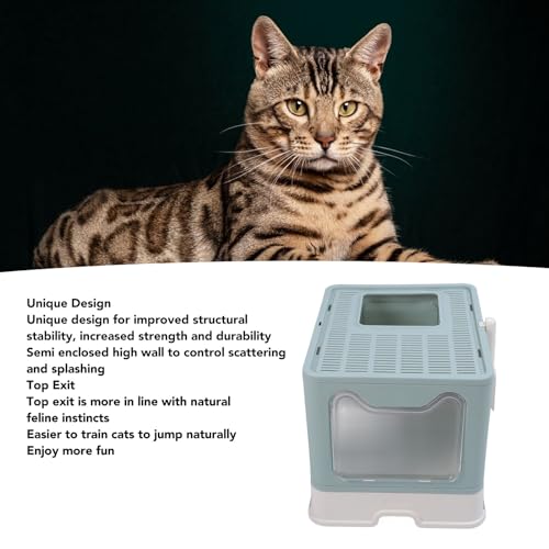 Caixa de Areia para Gatinhos, Caixa de Areia Dobrável Multiuso Durável Semi-fechada para Gatos Com T
