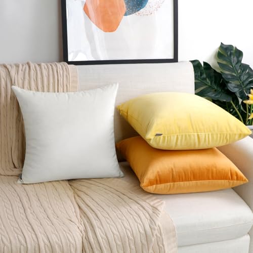 Thmyo 2 Pack Soft Velvet Solid Decorative Square Throw Pillow Covers Cozy Christmas White Cushion Case Pillowcases for Sofa Couch Bed Car Home Decor(18x18inch/45x45cm)(Only Pillowcases, No Inserts) by Thmyo - Image 4