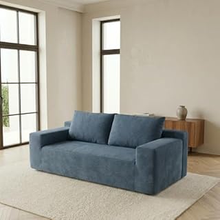 Galyar Canapé Chic 2 Places, 180 cm, Moderne, en Mousse compressée sous Vide, sans Montage (Velours Bleu Marine, 2 Places)