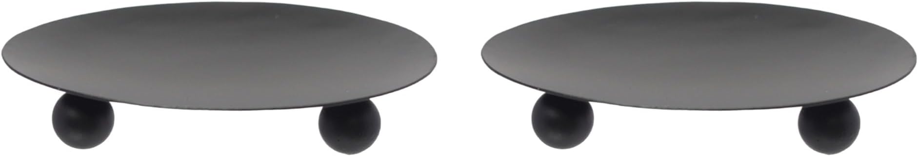 Hosley Set of 2 Black Iron Pillar Candle Holder Plates, 4-Inch Round Decorative Trays for Pillar Candles, Home Decor, Weddings & Special Occasions