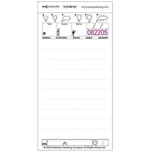 Restaurant WaitRpad Food Order Pad - 1 Part White - 50 Sheet Per Pad - Pack of 10 Pads