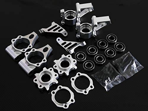 Gtbracing Cnc Aluminum Front Rear Wheel Hub Carrier C-Hub Mount Sets For 1:5 Rc Car Hpi Km Rovan Baja 5B 5T 5Sc Buggy Truck Part (Silver) #TOP3