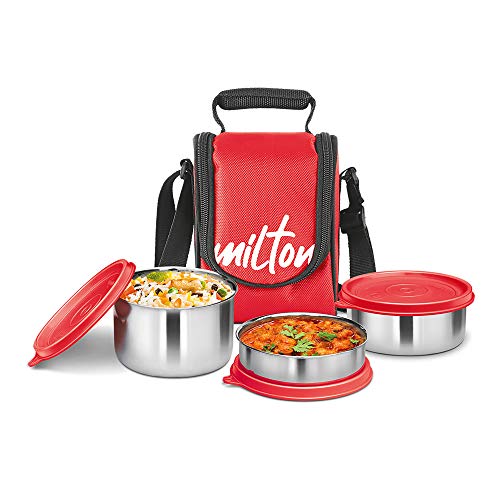 Milton Tasty 3 Stainless Steel Lunch Box, Red