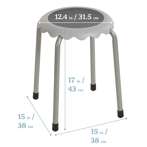 Image of ECR4Kids Daisy Stackable Stool Set, Flexible Seating, Light Grey, 8-Piece