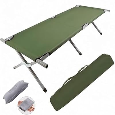HOMSUPPLIE'S Folding Camping Cot,Outdoor Portable Camp Bed, Sleeping Cots with Carry Bag (Green)