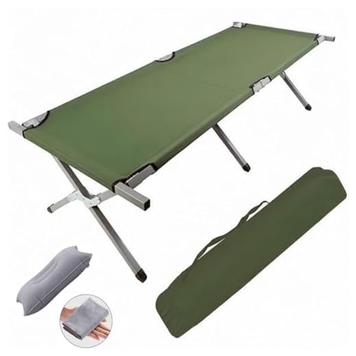 HOMSUPPLIE'S Folding Camping Cot,Outdoor Portable Camp Bed, Sleeping Cots with Carry Bag (Green)