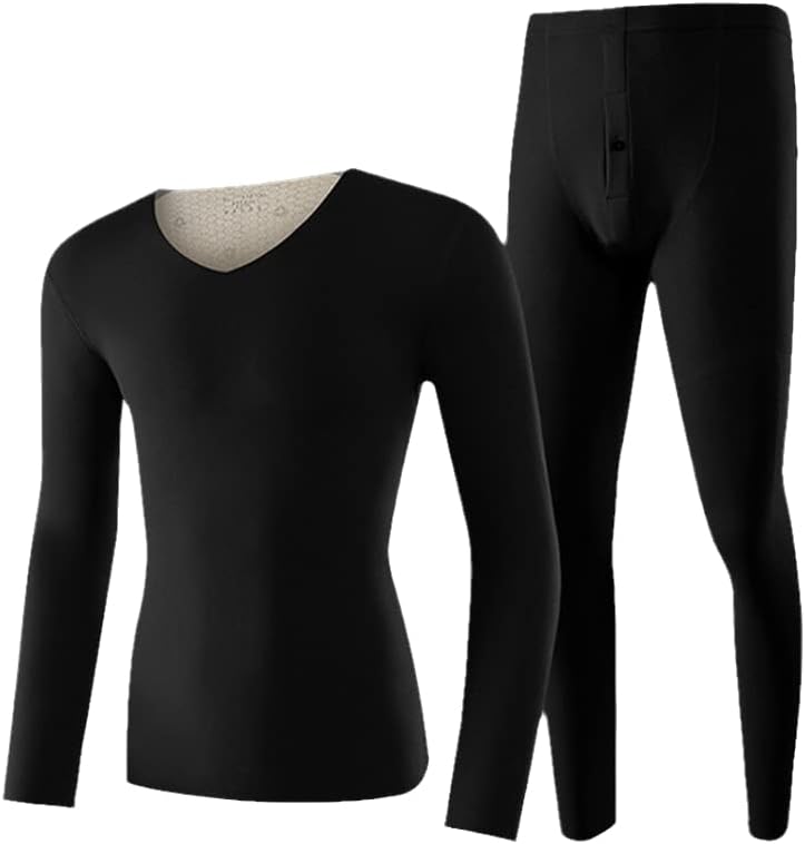 Disimlarl Men's and Women's Seamless Thickened Double-Layer Thermal Underwear Set