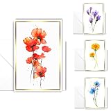 JUJU'S VIBES 40 Pcs Note Cards With Envelopes Blank Inside , Beautiful Watercolor Floral Greeting Ca