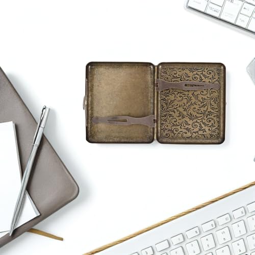 Pitillera metálica vintage dorada Uonlytech con doble clip para 20 cigarrillos 6