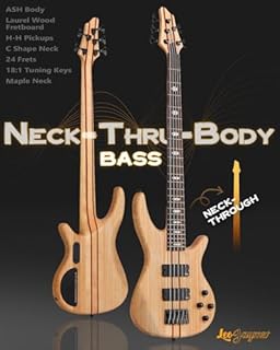 Leo Jaymz Solid Body 5-String Bass Guitar, Solid ASH Body with Maple and Sapele Neck, Laurel Fingerboard, Dual Humbucker Pickups, 34-Inch Scale, 24 Stainless Steel Frets for Studio & Live Performance