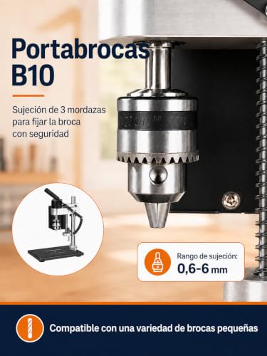 VOBOR Mini Taladro Columna - Detalles del motor, portabrocas y componentes internos