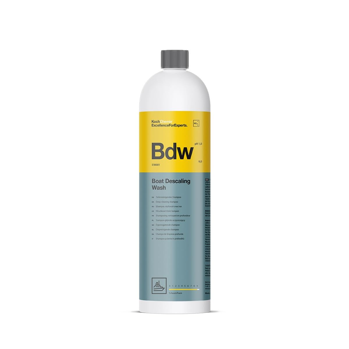 wortek Koch Chemie Marine Wash zestaw do czyszczenia łodzi, zawiera wiadro do mycia łodzi, szampon 1 l, gąbka do mycia i ściereczka do osuszania, środek do czyszczenia jachtów, środek do czyszczenia