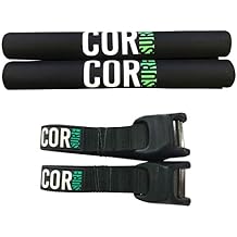 Cor Surf Round Roof Rack Pads with Scratch Resistant Silicone Tie Down Straps for Paddle Board, Kayak Surfboard, SUP, Canoe Combo Pack of Rack Pad 19 Inches, Strap 10 Feet