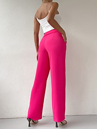 SweatyRocks Women's Casual High Waisted Wide Leg Pants Solid Pleated Loose Trouser Long Pants2