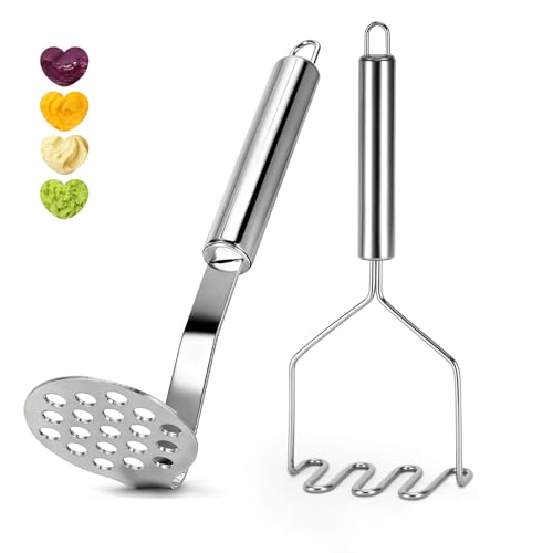 2 Pcs Potato Masher for Potatoes, 9 Inches Stainless Steel Wire Mashed Potato Ricer, Potatoes Mashers Set for Bean, Vegetable, Fruits, Avocados, Meat Etc.