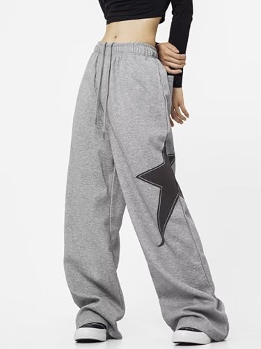 OCUH Star Pants Y2k Sweatpants Drawstring Elastic Waist Baggy Loose Straight Leg Trousers Casual Streetwear2