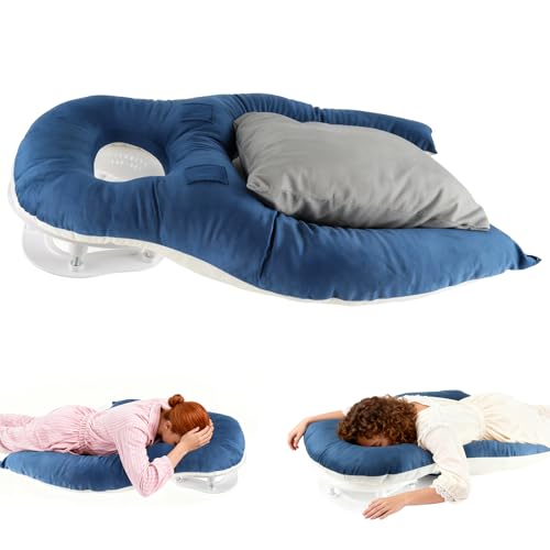 JAOGAUS Almohada Facial para Dormir Boca Abajo, Cojín Ergonómico con Memory Foam, Reposacabezas Ajustable, para Casa, Dormir Boca Abajo y Recuperación Postoperatoria de Cirugía de Ojos