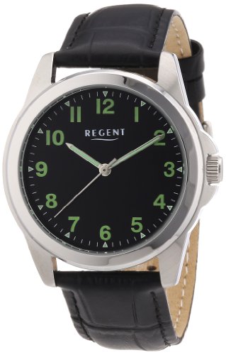 Preisvergleich Produktbild Regent Herren-Armbanduhr XL Analog Handaufzug Leder 11020028