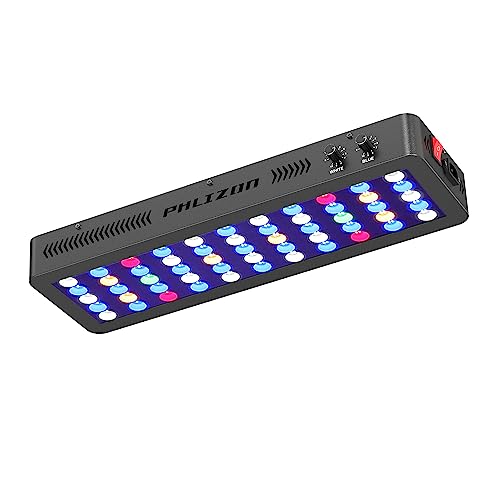 Phlizon 165W Dimmable Full Spectrum Aquarium LED Light Fish Tank LED Reef Decoration Light for Saltwater Freshwater Fish Coral Reef (20″x7″x2.4″)
